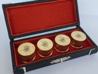 Set of 4 brass finish guitar knobs made of recycled 12 gauge case heads with gift box