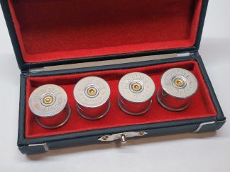 Set of 4 split shaft guitar knobs made of recycled 12 gauge nickel case heads with gift box