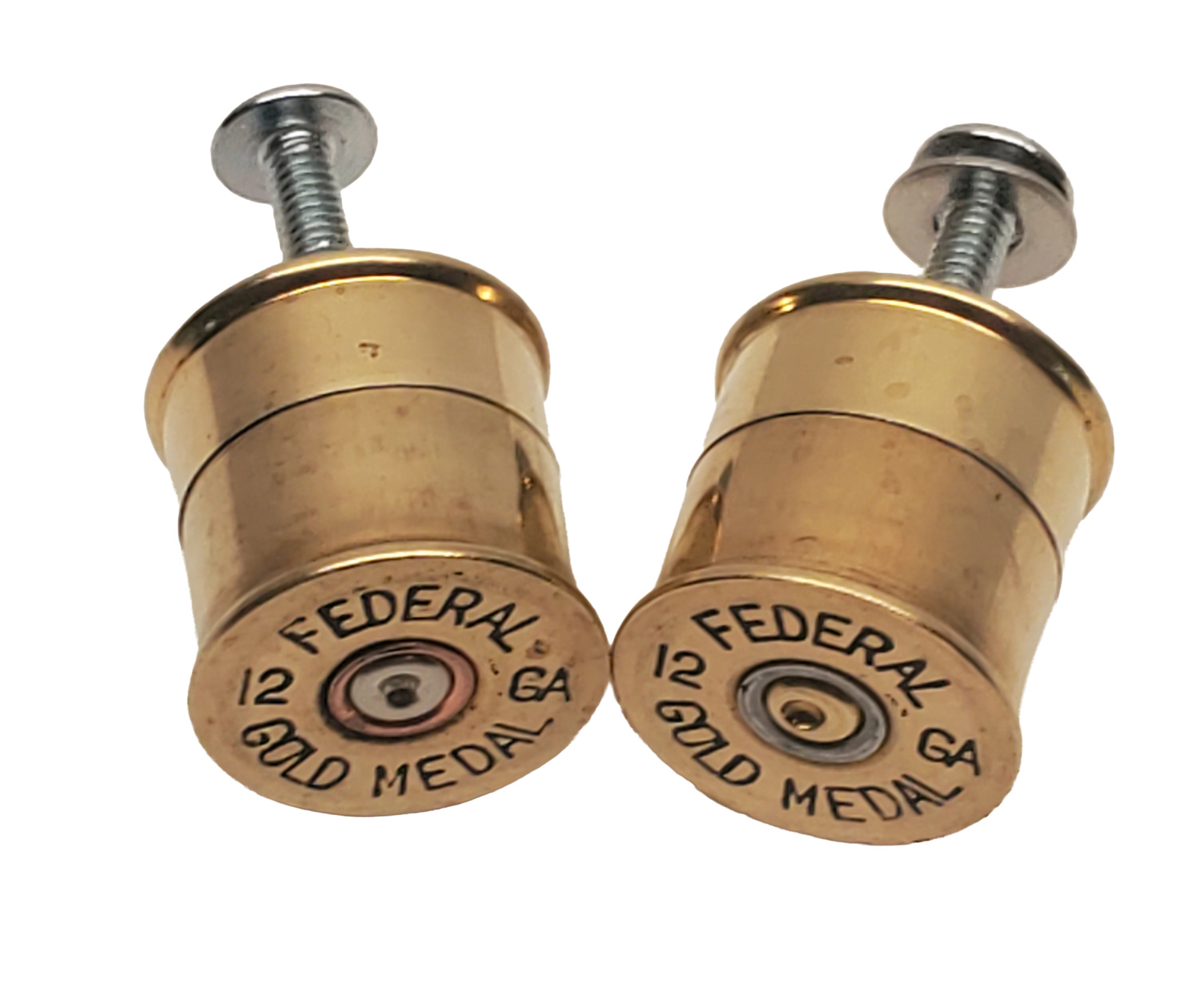 Gold Medal 12 Gauge Shot Gun Shell Dresser Drawer Pulls set of two top view